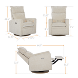 Arya 522 Upholstered Swivel Glider & recliner with removable cushions - Nexus fabric