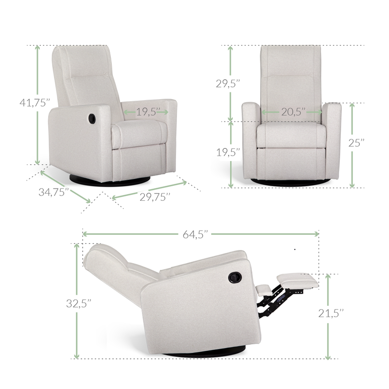Nelly 525 Power Recliner Chair, Swivel Glider with Integrated footrest - Nubia fabric